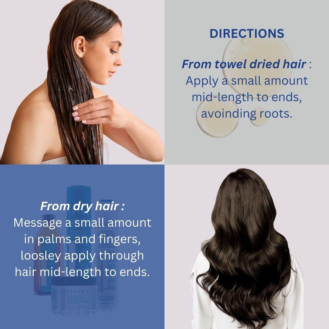 Fossa Beauty Frizz Relief | Lightweight Hair Oil for Frizzy Hair | Paraben & Sulfate Free | Provides Nourishment, Shine, Heat Protection & Increases Elasticity for All Hair Types | 100ml, 3.4 fl. oz.