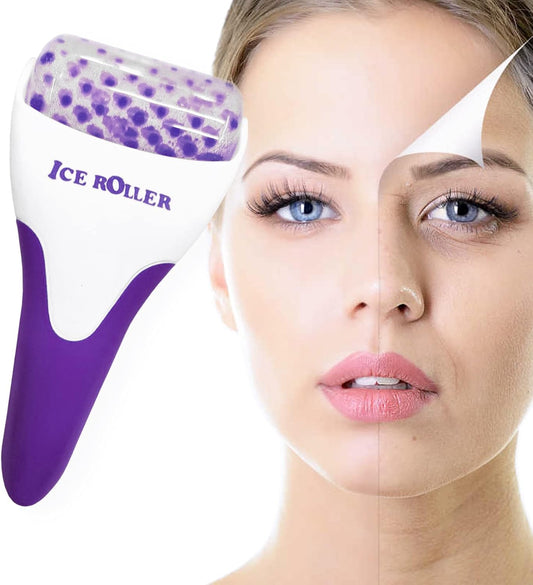 Ice Roller for Face,Cold Facial Massager for Eye Puffiness,Skin Care Tools for Migraine Relief and Blood Circulation (Purple)
