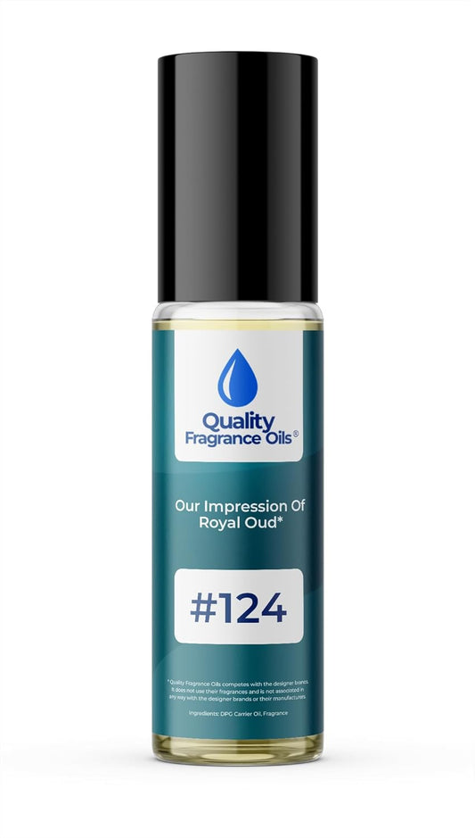 Quality Fragrance Oils' Royal Oud for Men Impression #124 | Long-Lasting Perfume Oil, Alcohol-Free, Strong Scent, 10ml Roll-On | Affordable Alternative to Designer Fragrances