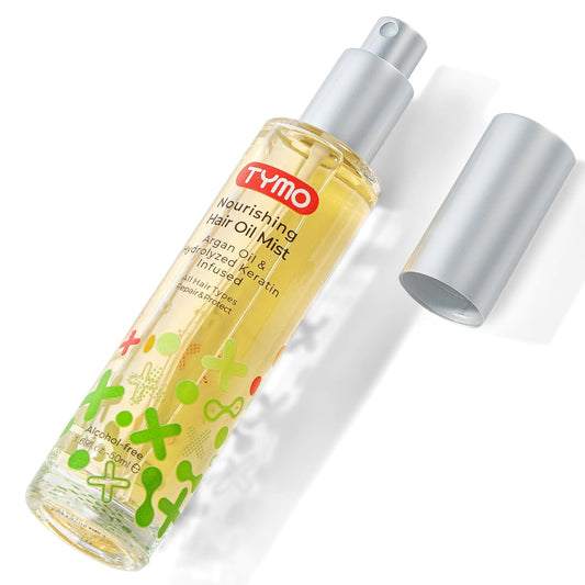 TYMO Argan Hair Oil Spray - Hydrating Veganic Natural 6 Blend Oil for Frizzy & Dry Hair, Organic Pure Formula, Daily Use for Hair, Smooth Damaged Ends, Olive Oil Infused, Add Shine