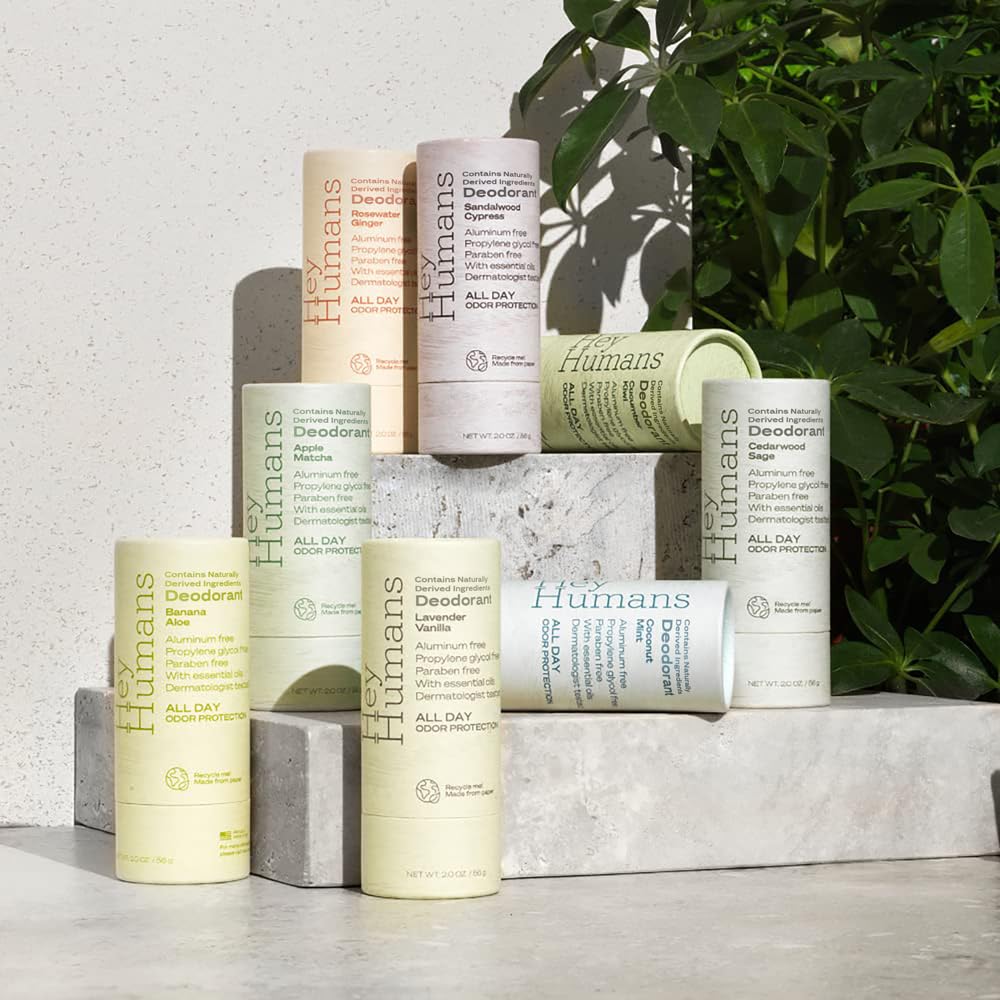Hey Humans Deodorant, Aluminum Free Deodorant for Women and Men, Contains Naturally Derived Ingredients, All Day Odor Control, Refreshing Deodorant Essential Oils, Lavender Vanilla