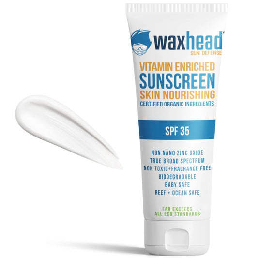 Waxhead Non-Nano Zinc Oxide Sunscreen, EWG Sunscreen with Zinc Oxide for Face + Body, Mineral Natural Non-Toxic Pure Sunblock, Biodegradable Cream Lotion Sun Block, Tattoo, Eczema Vitamin D + E (4oz)