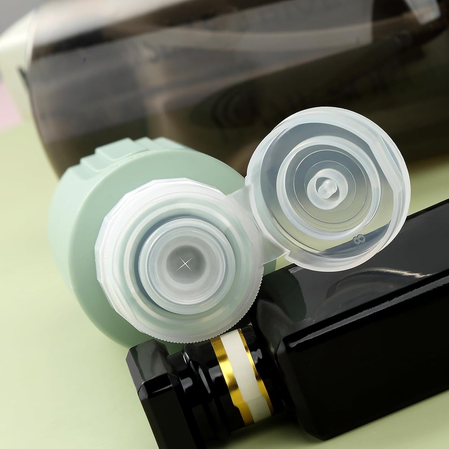 Travel Bottles for Toiletries, Large 6oz Oversize Containers, BPA Free Leak Proof Tubs Refillable Liquid Traveler Accessories with Toiletry Bag for Cometic Shampoo and Lotion Soap (4 Pack)