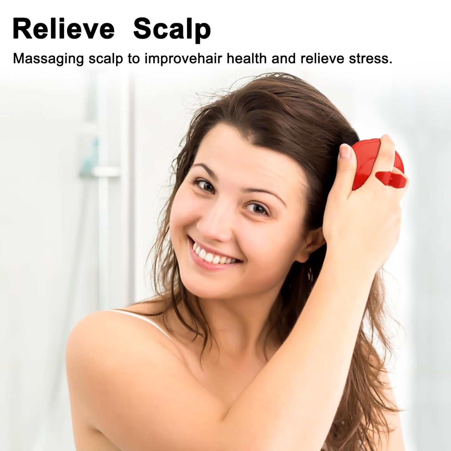 NICEMOVIC Scalp Scrubber Shampoo Brush 4 Pack, Scalp Massager for Hair Growth & Dandruff, Head Hair Scrubber for Shower & Dry Use, Massage Tool for Men Women Kids (2 Black + 2 Red)