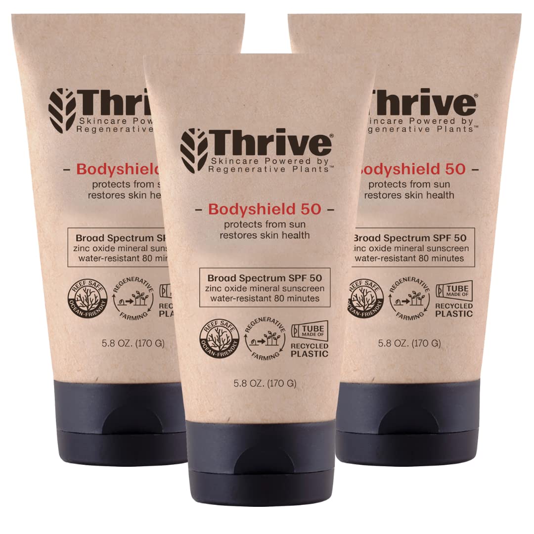 Thrive Natural Care Reef Safe Sunscreen SPF50 - Hawaii 104 Reef Act Compliant - Mineral Sunscreen Non-Nano Zinc Oxide - Vegan, (5.8 Oz (Pack of 3))