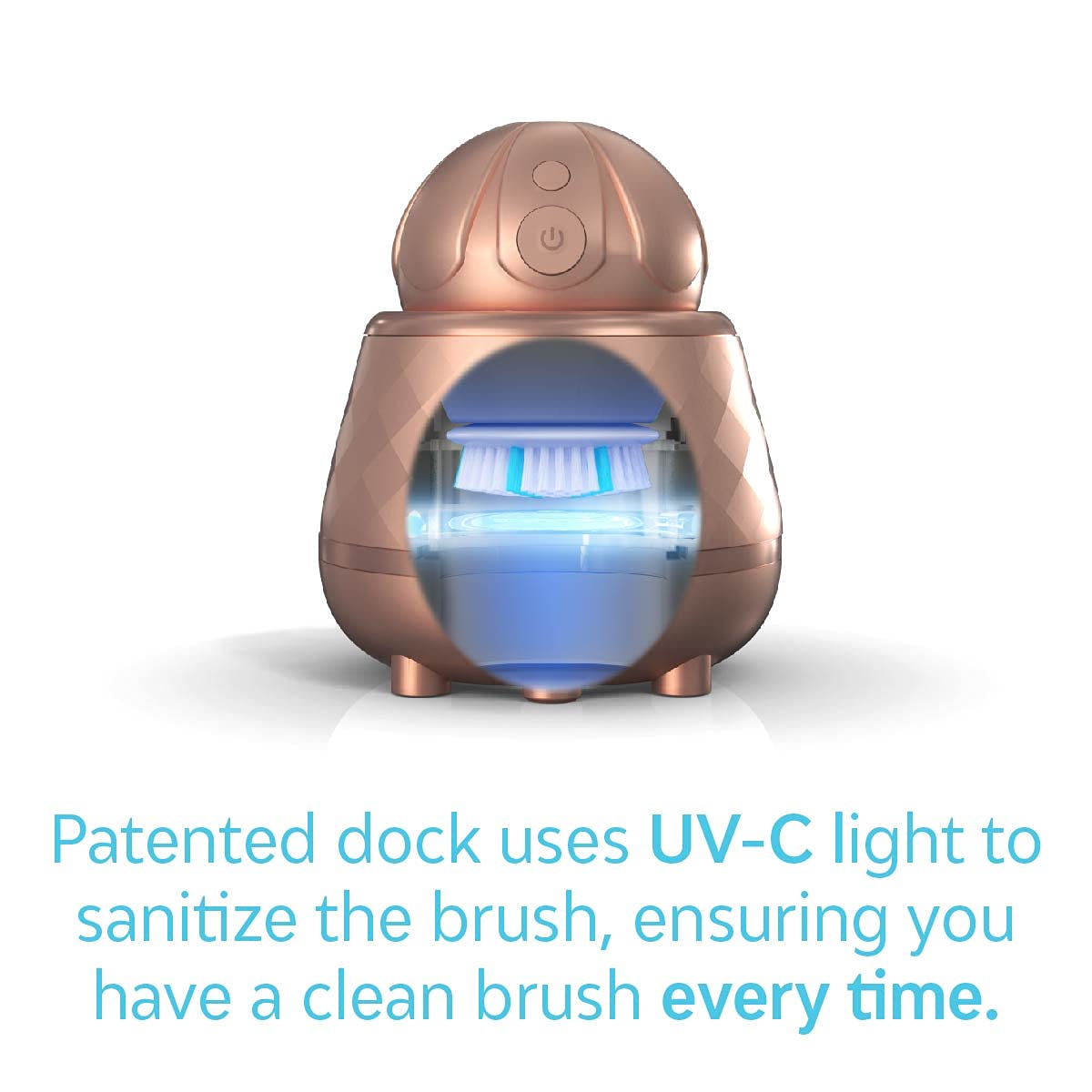 TAO Clean Ona Diamond Orbital Facial Brush and Cleansing Station, Electric Face Cleansing Brush with Ergonomic Handle, Dual Speed Settings, Rose Gold