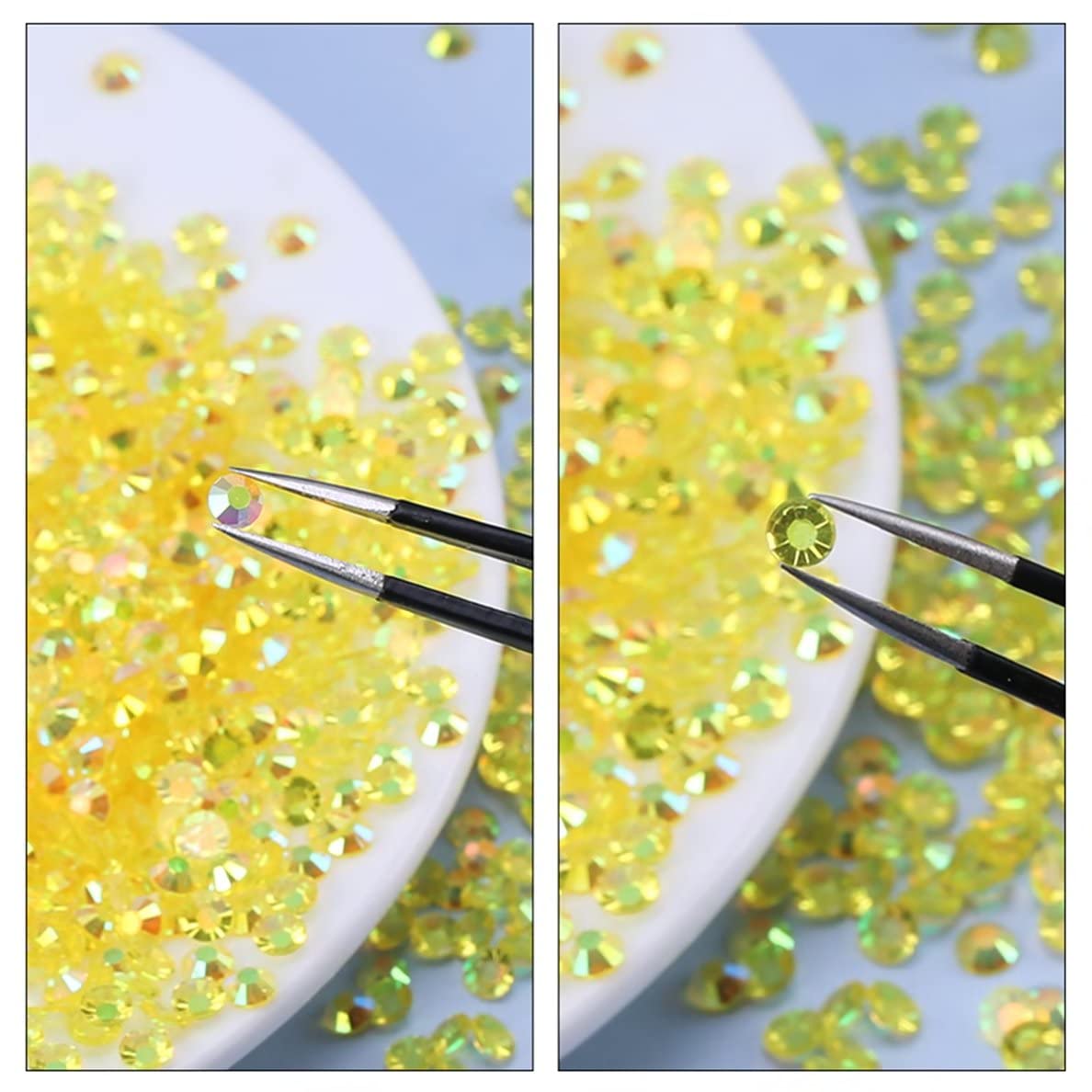 1440 Pcs SS20 5mm AB Flatback Rhinestones for Nails Art Crafts Transparent Glitter Round Gems Crystals DIY Clothes Shoes(Clear Champagne AB)