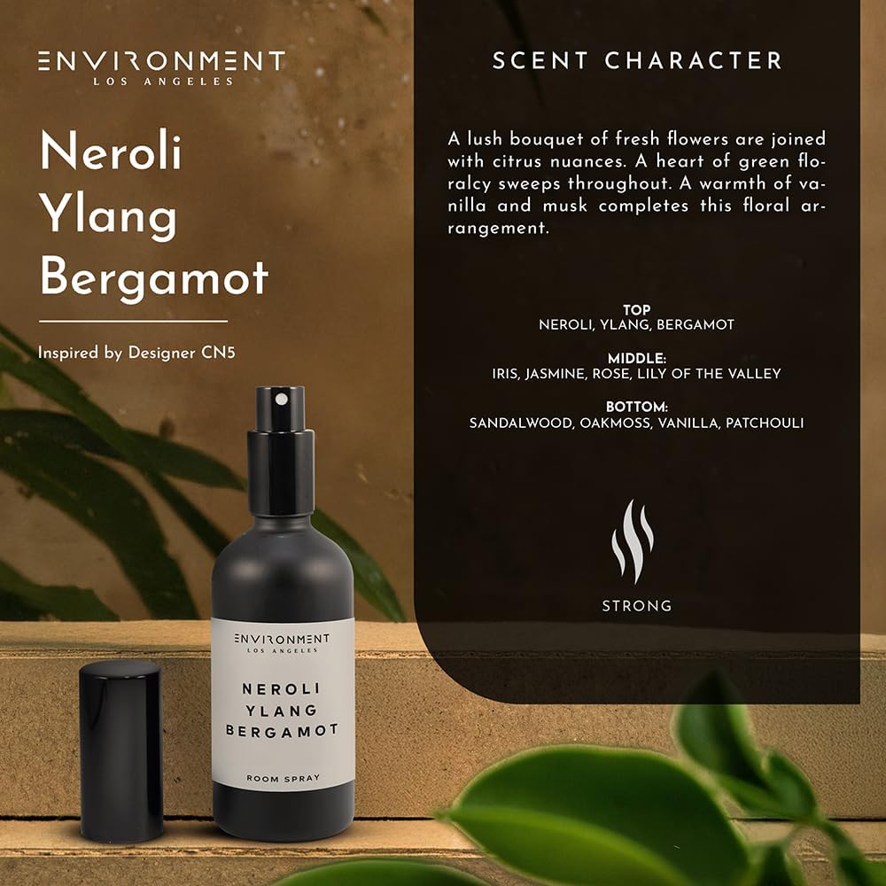 ENVIRONMENT Inspired by Designer Perfume CN5 Room Spray, 100ml Air Freshener (Neroli | Ylang | Bergamot) Home Fragrance Accessories, Room Perfume, Room Deodorizer, Vegan & Cruelty-Free