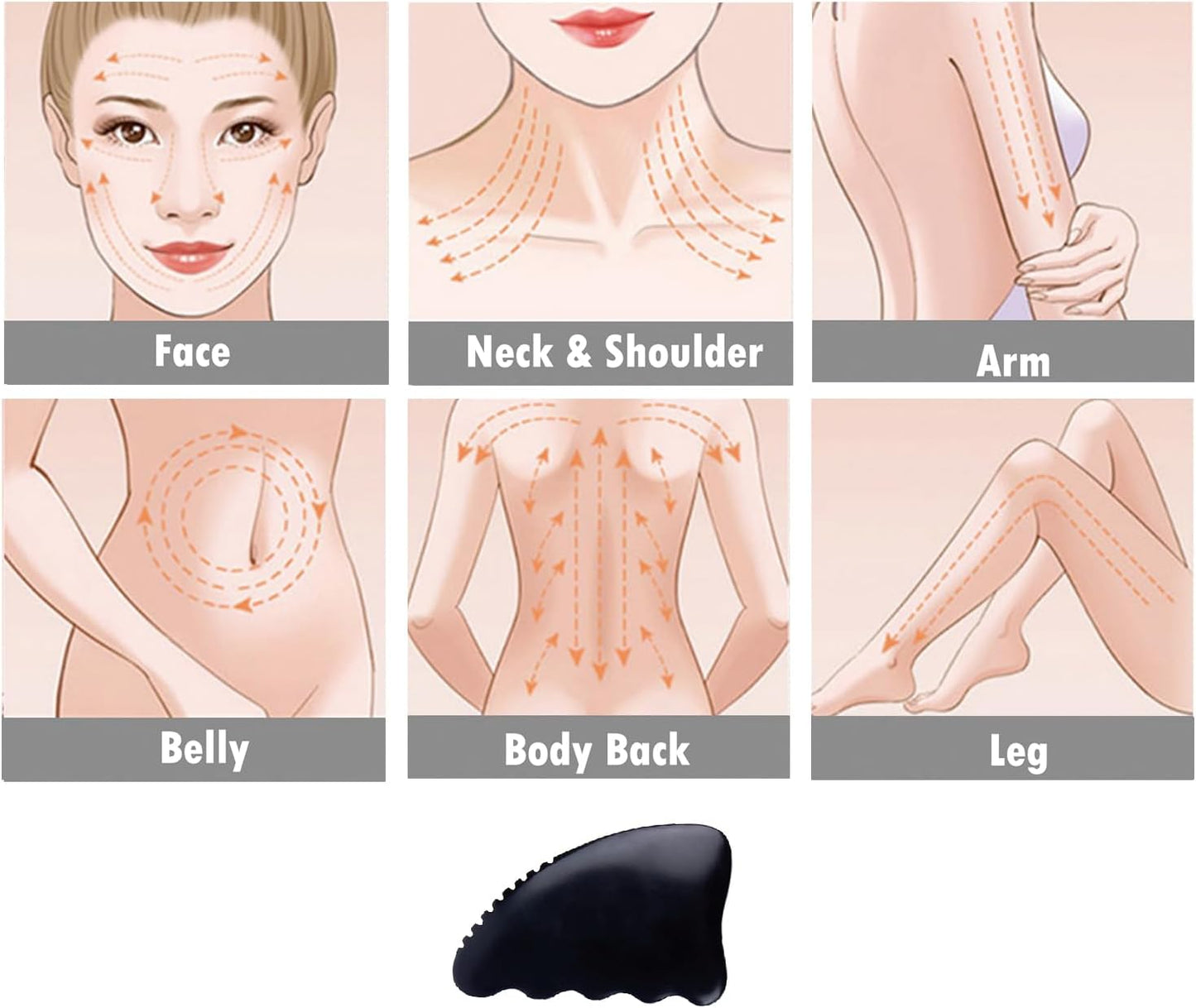 LLY Multifunctional Scraping Massage Tools. Natural Black sibin bian Stone. Beauty & Health Care,Relieve Wrinkles,Muscle and acupoint Massage (Knife Shaped Scraping Massager)