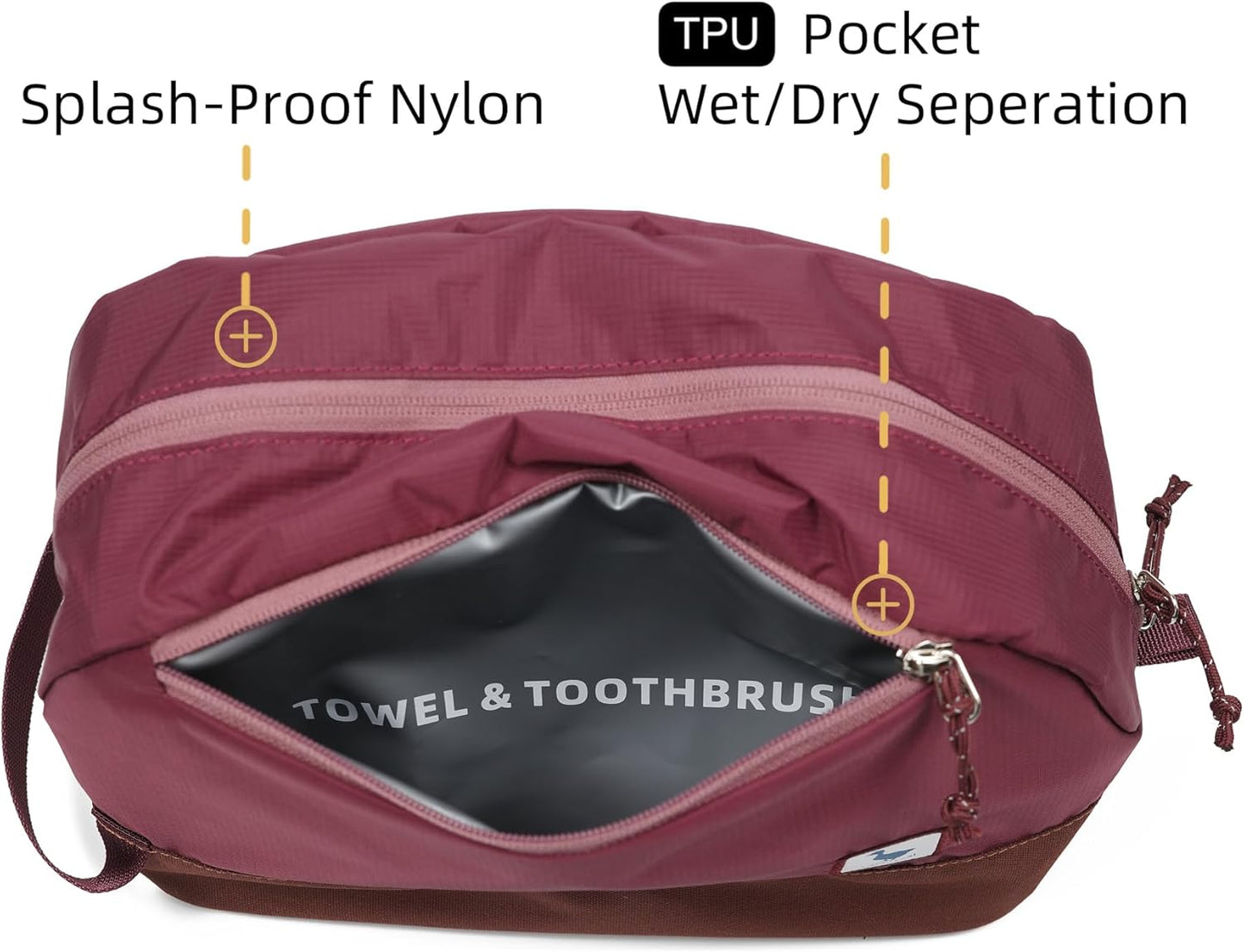 Travel Toiletry Bag 8L for Women, Large Packing Cube with Waterproof TPU Wet/Dry Compartment (02 Valkyrie Red)