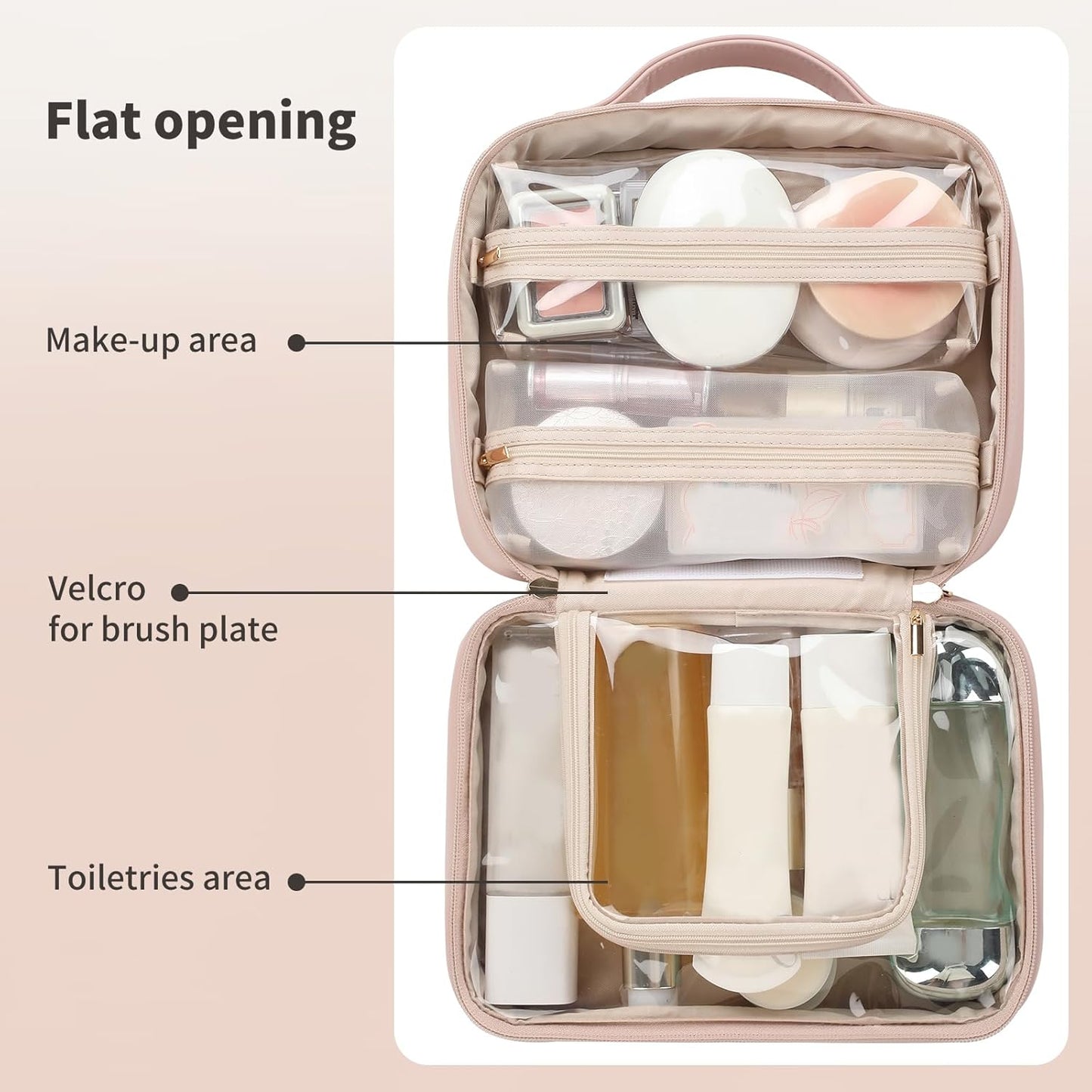 RIGHT AWAY Travel Toiletry Bag for Women, Waterproof Makeup Bag&Case, Portable Cosmetic Organizer Checkered Make up Bag for Full Sized Toiletries，Cosmetics and Travel-Size Accessories,Pink Checkered