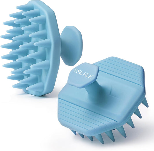 Silicone Scalp Scrubber - Massage Shampoo Brush, Soft Bristles for Hair Growth & Dandruff Removal - Ergonomic Design, Wet & Dry Use, Deep Cleansing Scalp Exfoliator for All Hair Types - Blue