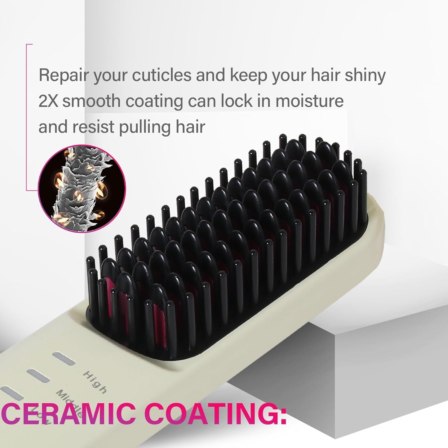 Cordless Hot Hair Brush Straightener Heat Pressing Combs Ceramic Electric Straightening Comb, Anti Burn for Natural Black Hair Beard Wigs Holiday Gifts - Purple （2600mA）