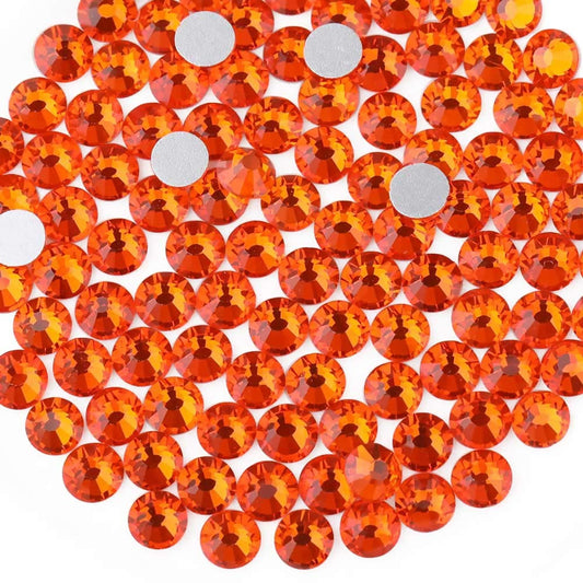 beadsland Flat Back Crystal Rhinestones Round Gems, Orange (6.4-6.6mm) SS30/288pcs