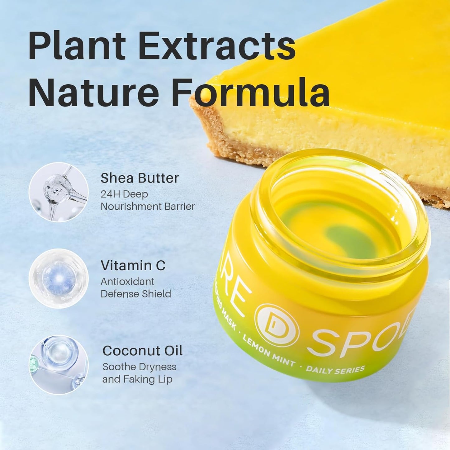 Lip Mask, Overnight Lip Sleeping Mask, Lip Moisturizer for Dry Cracked Lips Care, Dual-Color Korean Lips Balm with Vitamin C and Shea Butter for Nourishing and Softening Lips - Lemon Mint