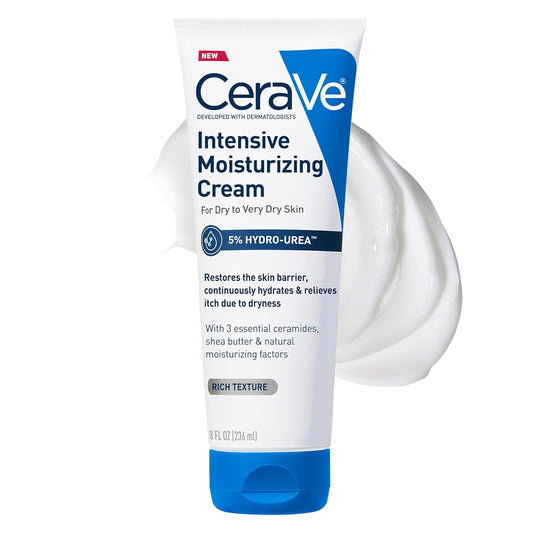 CeraVe Intensive Moisturizing Cream, Body Moisturizer With Shea Butter, 72H Hydration + Skin Barrier Repair, Fragrance-Free Body Lotion For Extremely Dry Skin, 8oz