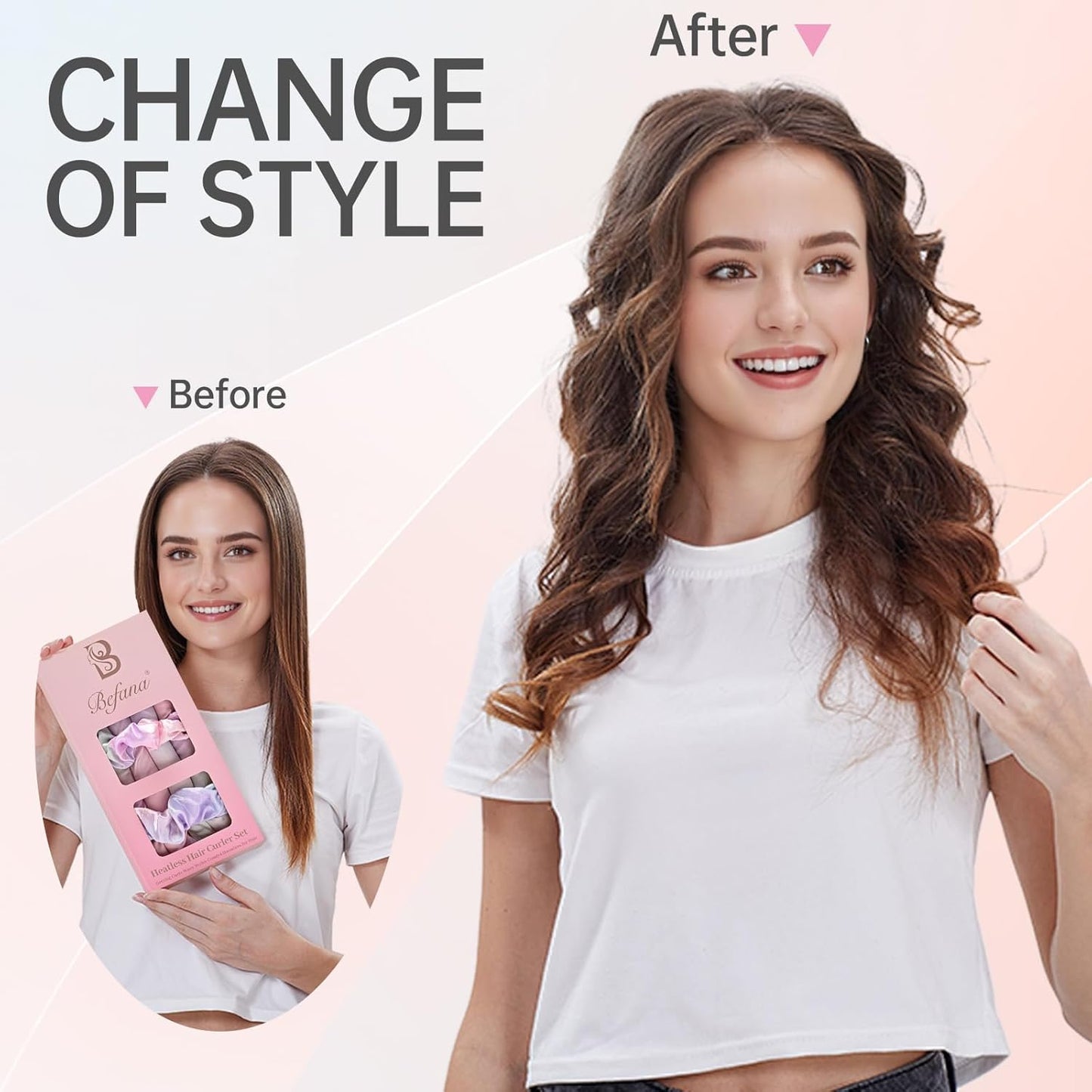 Satin Heatless Curling Set,Overnight Curls Hair Rollers with Hair Scrunchies,Sleep-Friendly Damage-Free Curlers for Soft Natural Waves (Rainbow)