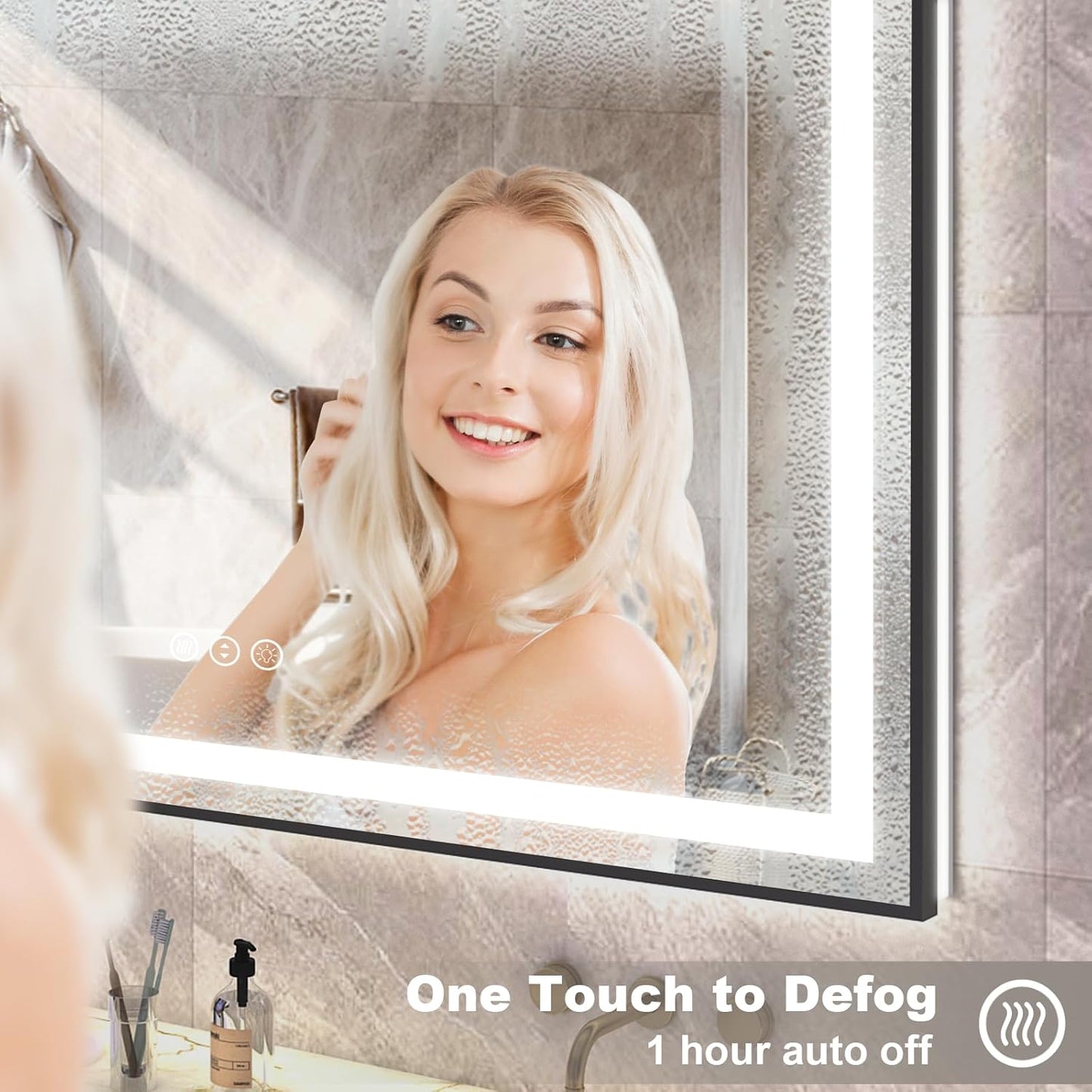 OKPAL 26x40 LED Bathroom Mirror, Frontlit & Backlit Lighted Bathroom Mirror, LED Vanity Mirror with Lights, Anti-Fog, Dimmable 3 Colors, Shatterproof, Horizontal/Vertical