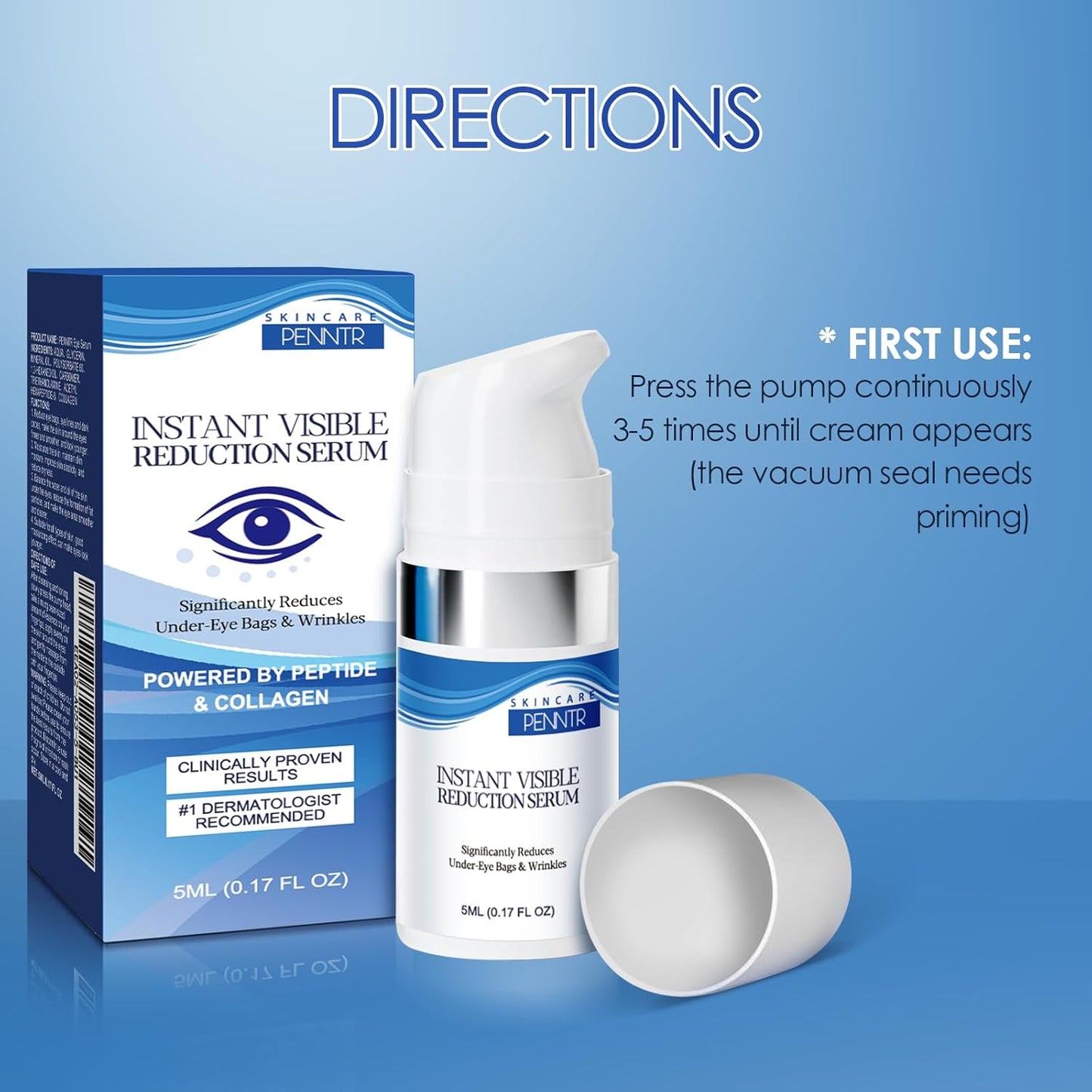 Instant Eye Serum, for Under-Eye Bags, Dark Circles & Wrinkles - Powered by Peptide & Collagen, Smooth and Moisturize (0.17 Fl. OZ (Pack of 1))