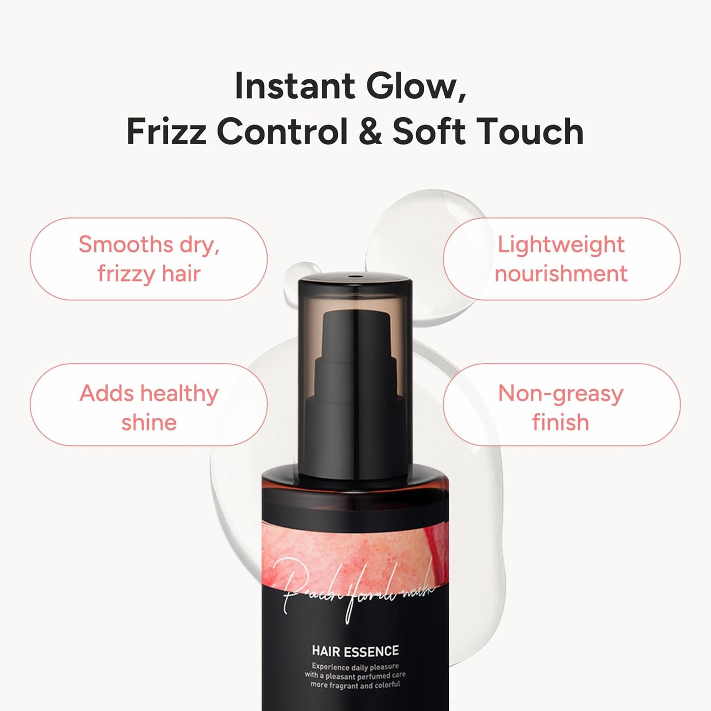 Perfumed Hair Oil & Serum – Korean Hair Essence for Shine, Damage Repair & Frizz Control – Argan Oils & Amino Acids – Sulfate & Paraben-Free – Peach Floral Musk, 100ml / 3.38 fl oz