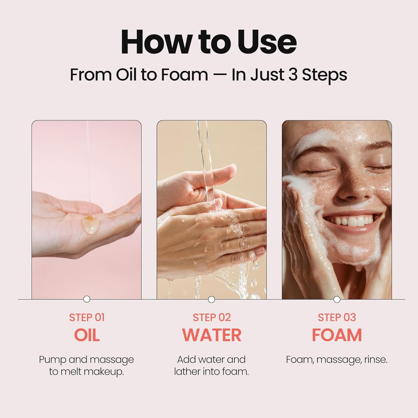 [K-Beauty] Rose Vitamin Oil to Foam - All-in-One Korean Face Wash OilBased Foaming Facial Cleanser - Pore Minimizing & Blackhead Remover - Makeup Deep Cleansing Oil for All Skin Types (3.88 fl oz)