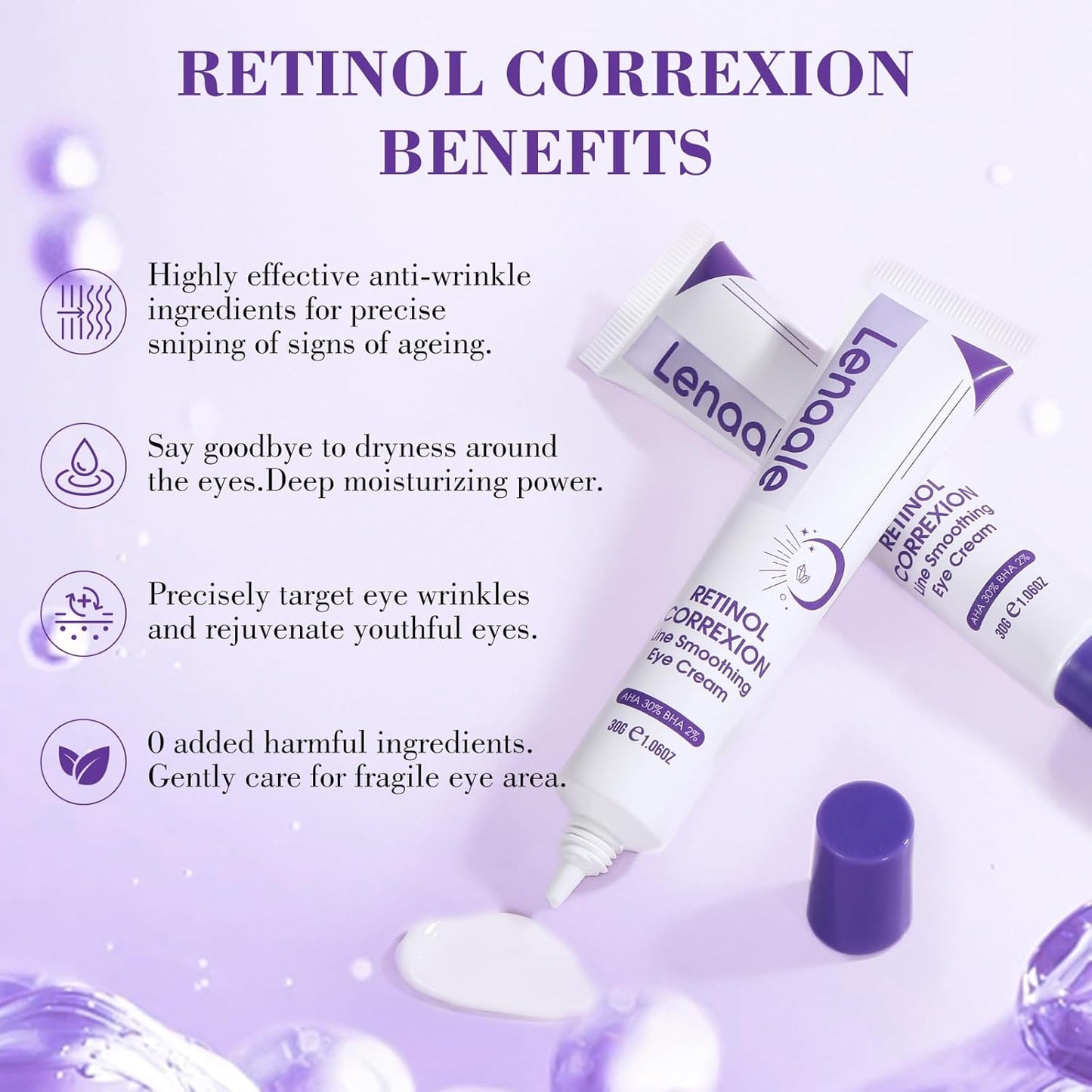 Eye Cream, Retinol Eye Cream for Dark Circles, Puffiness Anti Aging, With Hyaluronic Acid, Peptides, Caffeine Reduces Bags, Smooths Wrinkles & Fine Lines, Dark Circles Under Eye Treatment