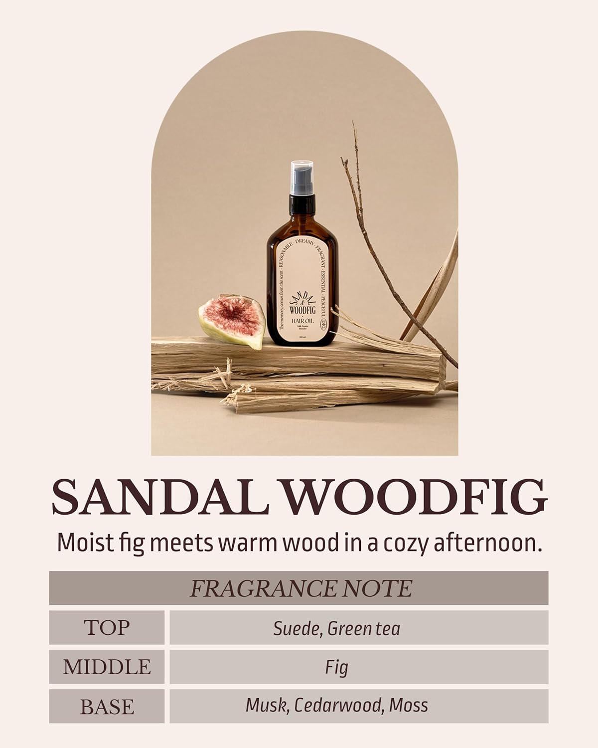 ODID Milk Protein Intensive Perfume Hair Oil - Korean Anti Frizz Nourishing & Smoothing Hair Serum - Cozy Wood & Fig Scent - with 10,000ppm Argan Oil & 6 Plant-Based Oils, 3.38 fl.oz.