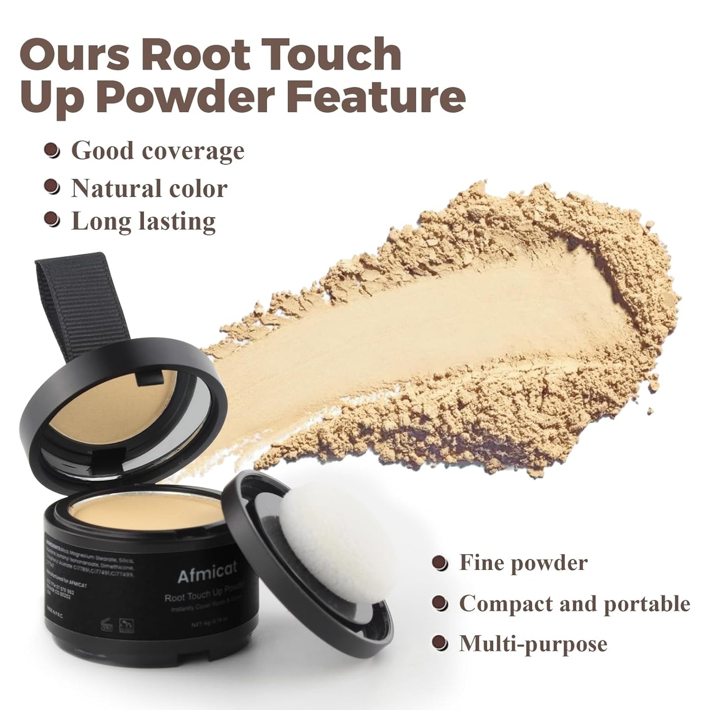 Instant Hairline Powder, Root Touch Up Hair Color for Gray Coverage and Thinning Hair, Root Cover Up Conceals Hair Loss & Bald Spots, Natural and Non-Greasy Hair Color for Women & Men, Light-Blonde