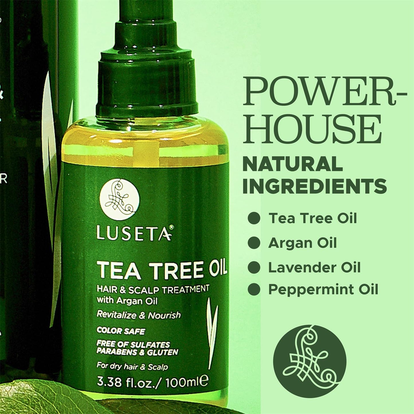 Luseta Tea Tree Oil for Hair, Hair Serum for For Damaged and Oily Hair, Revitalizing & Nourishing for Healthy Hair Color Safe Hair Oil 3.38 Fl oz