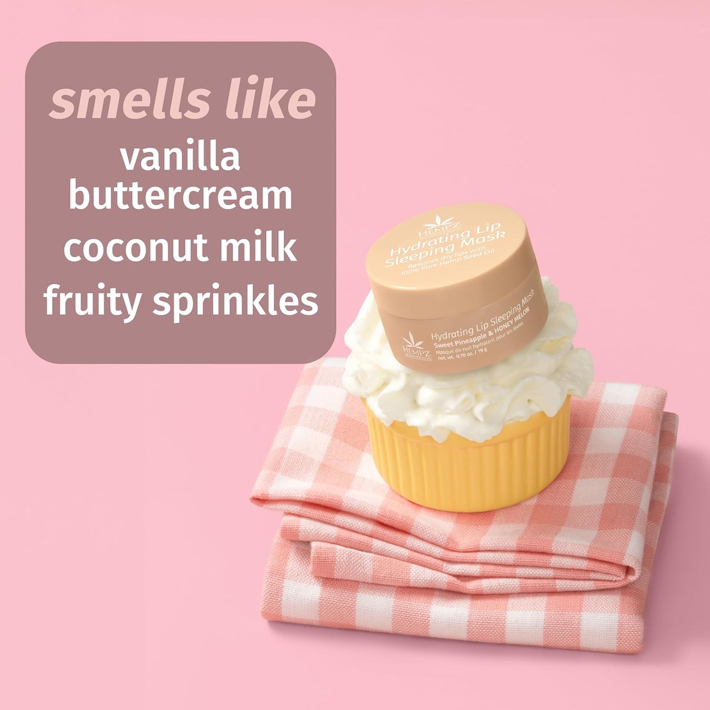 Hempz Hydrating Lip Sleeping Mask - Whipped Vanilla (.95 Oz.) | Overnight Hydrating Lip Balm for Dry Lips, Lip Repair, Chapped Lip Treatment & Nourishment for Women