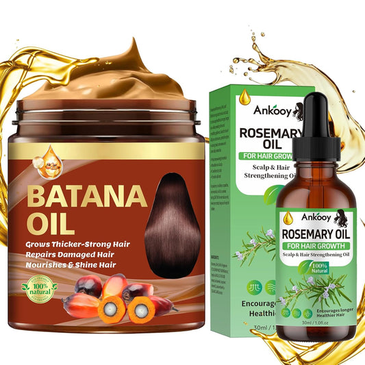 Batana Oil for Hair Growth & Rosemary Oil for Hair Growth,Raw Batana Hair Mask Rosemary Hair Growth Serum,Hair Loss Treatment,Hair Care for Dry Damaged Hair,Promotes Hair Thickness for Men Women