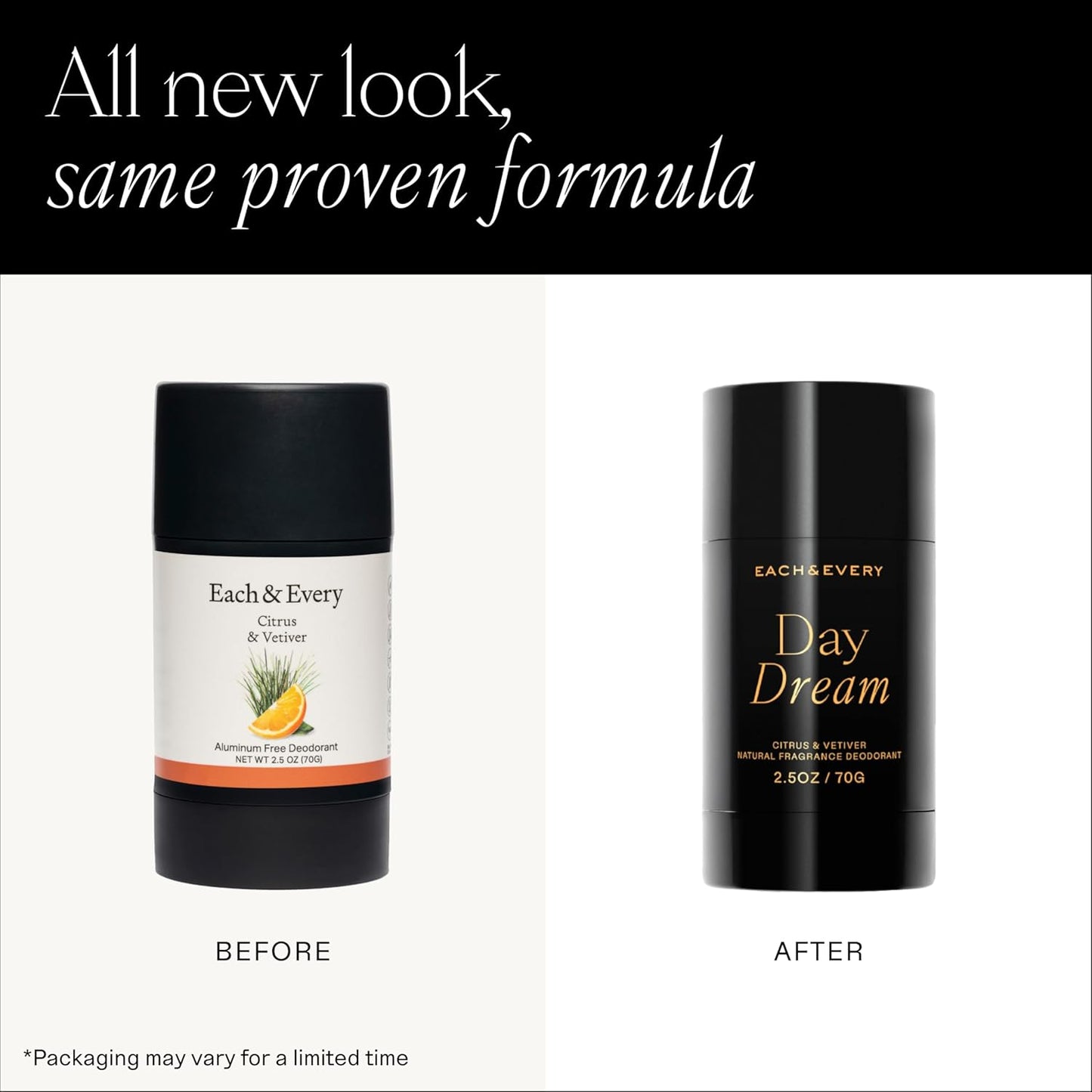 Each & Every Aluminum Free Deodorant for Women & Men, Citrus & Vetiver - All Natural Deodorant for Sensitive Skin, EWG Verified - Clean, Baking Soda-Free, Plant-Based Fragrance - 2.5oz, 2 Pack