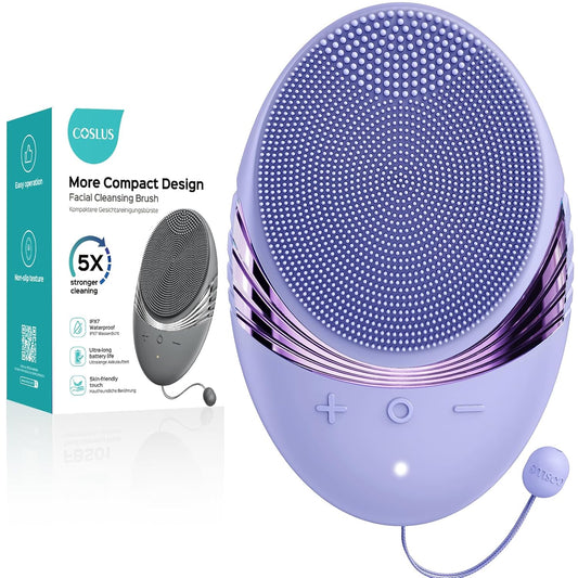 COSLUS Facial Cleansing Brush Face Scrubber : Silicone Waterproof Rechargeable Face Wash Brush, 5 Cleansing Modes, Electric Deep Cleaning for Men & Women, Removing Blackhead, Exfoliating, Massaging