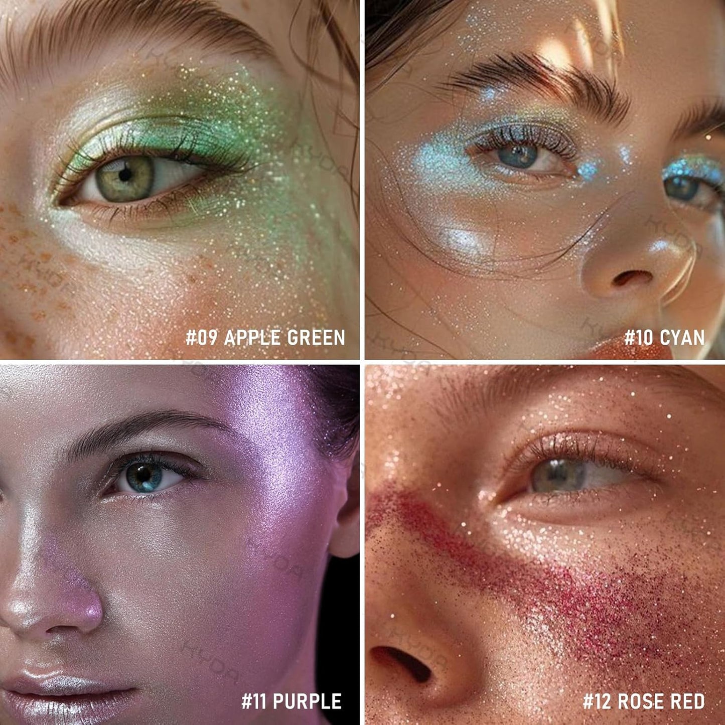 KYDA Highlighter Powder Spray, High Glossy Shimmer Sparkling Powder for Face and Body Glitter Makeup, Body Glitter Spray, Rose Red