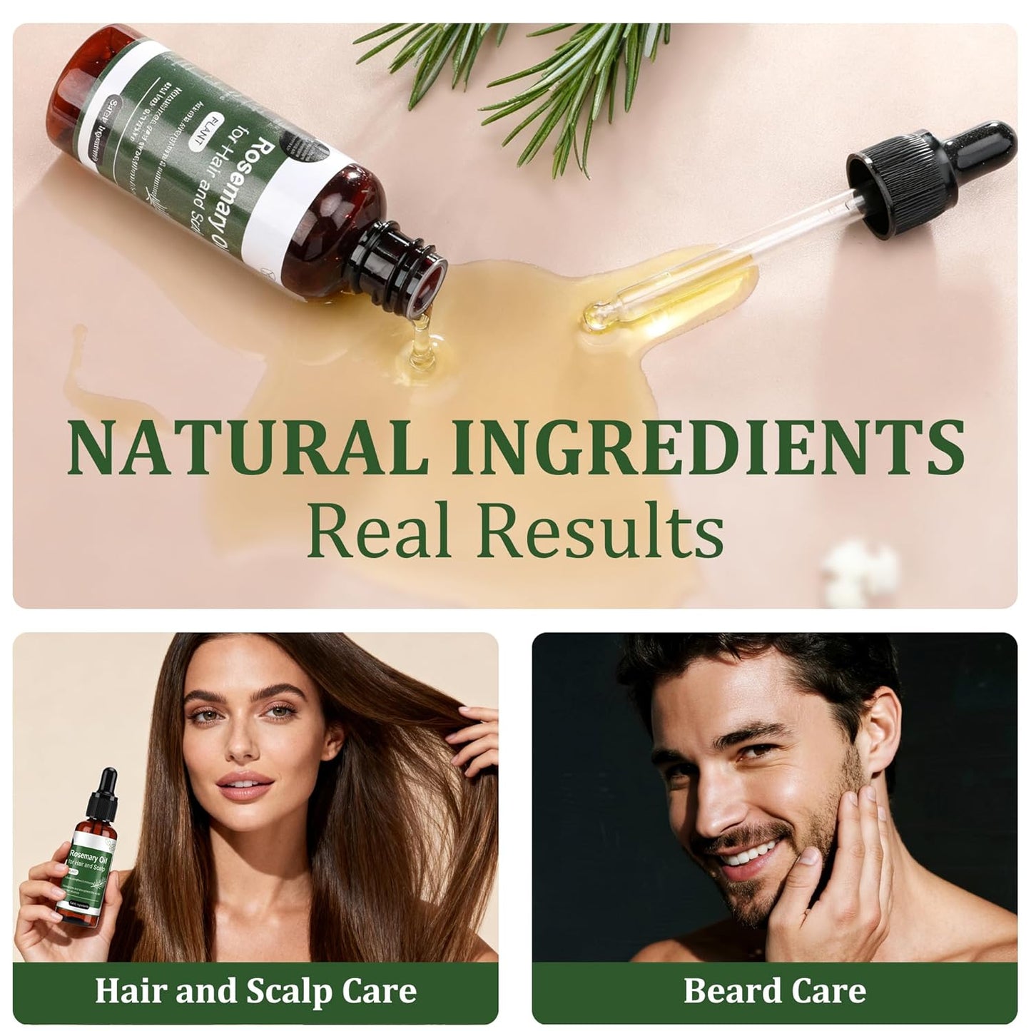 Rosemary Oil for Hair-2 Pack,Split Ends & Dry Scalp Treatment,Nourishing & Volumizing,Hair Strengthening Treatment,Scalp Care Promotes Hair Thickness for Men Women(1.69 Fl Oz).