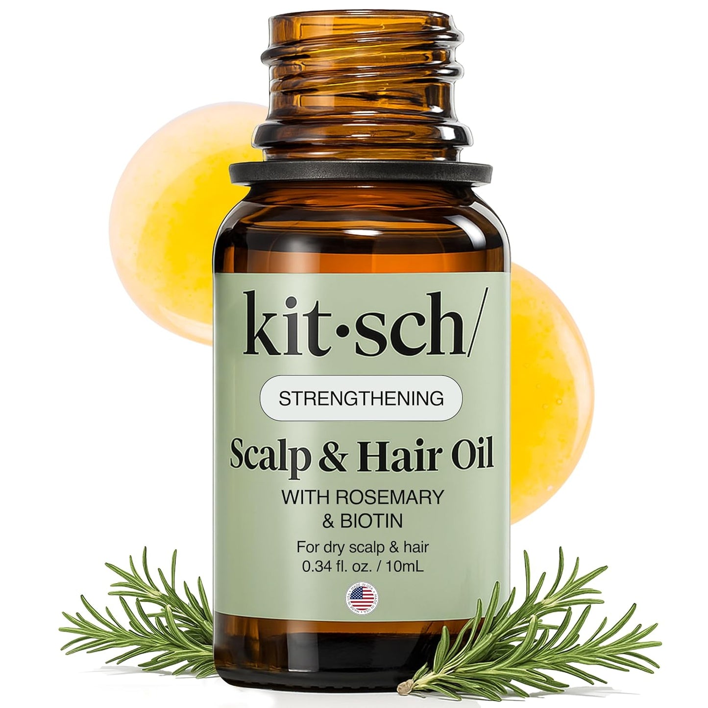 Kitsch Rosemary Oil for Hair Growth – Hair Oil with Biotin, Castor & Jojoba – Pre-Wash Scalp oil for Hair Care – Lavender Scent – 10mL