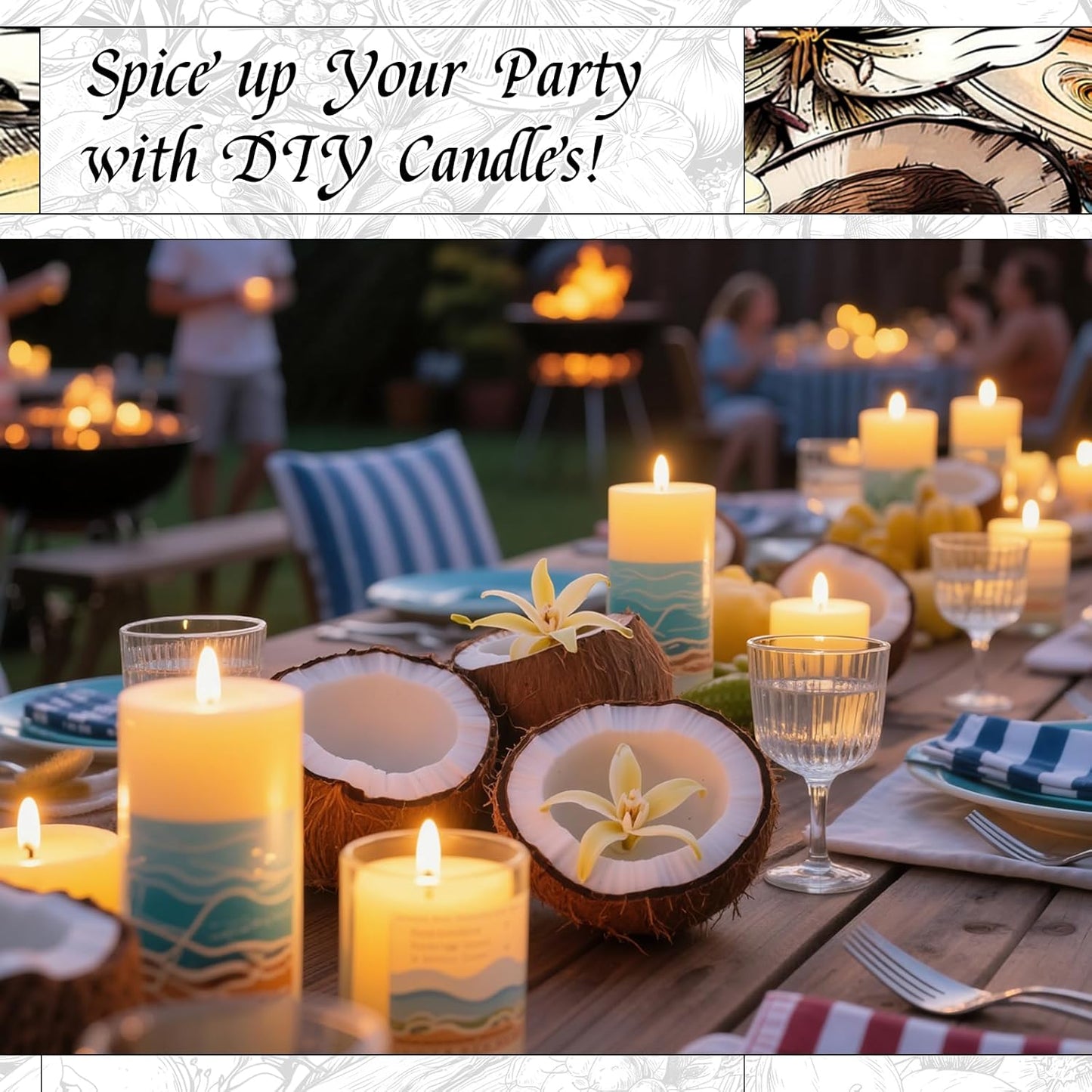 HIQILI Coconut Vanilla Fragrance Oil - for Candle Making, Soap Making, Essential Oil for Diffuser, Humidifier, Home& Hotel & Car Use - 1 Fl Oz