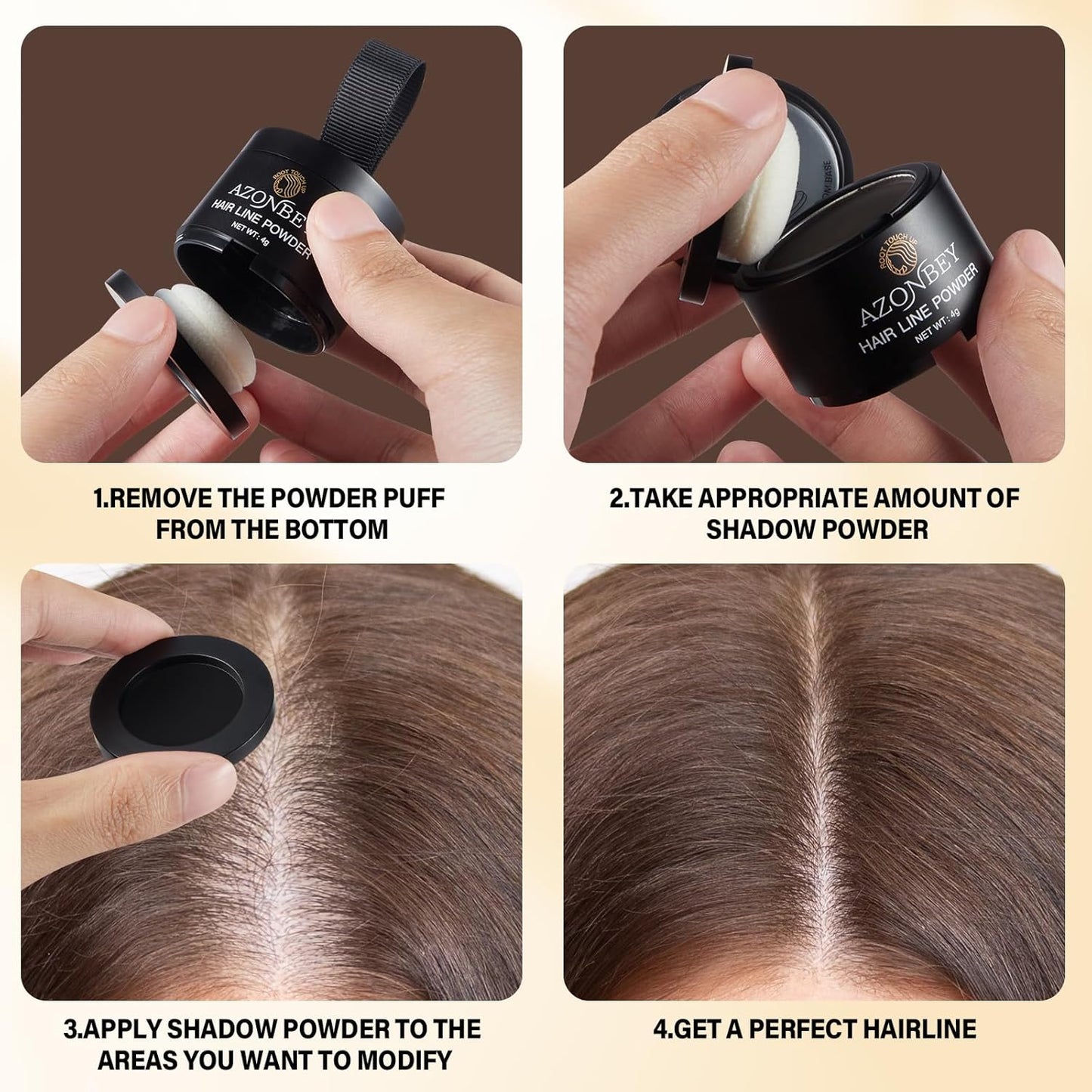 Root Touch Up Sets,Hairline Powder for Women Cover Up- Hairline Concealer for Thin and Thinning Hair, Water & Sweat Resistant,Contain Azonbey Makeup Brush (Med Blonde, Med-Makeup Brush)