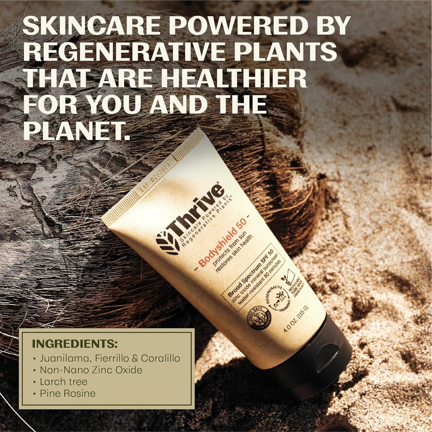 Thrive Natural Care Reef Safe Sunscreen SPF50 - Hawaii 104 Reef Act Compliant - Mineral Sunscreen Non-Nano Zinc Oxide - Vegan, (5.8 Oz (Pack of 3))